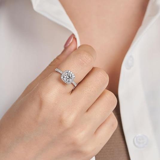 Elysia Moissanite Solitaire Halo Ring