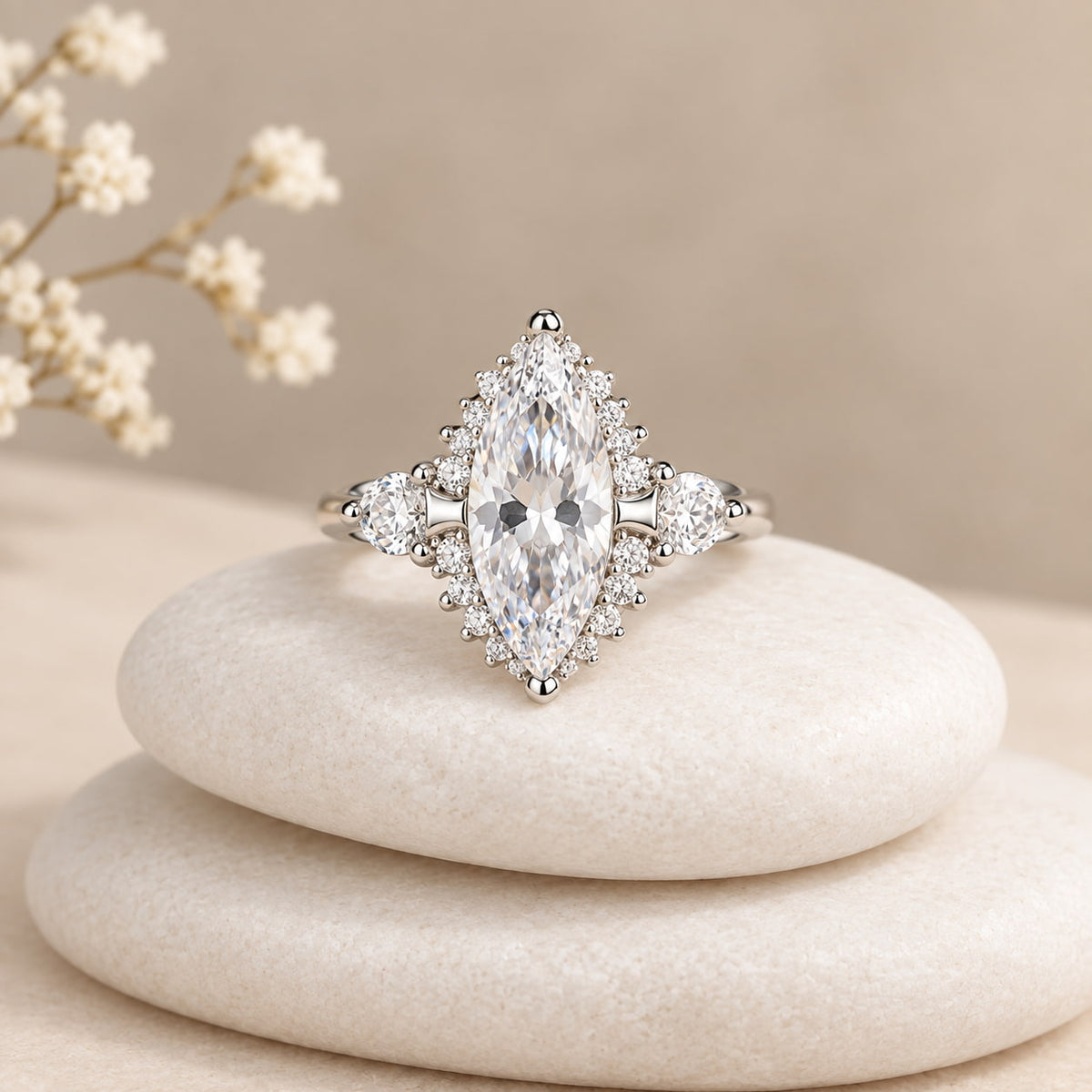Marquise Moissanite Engagement Ring