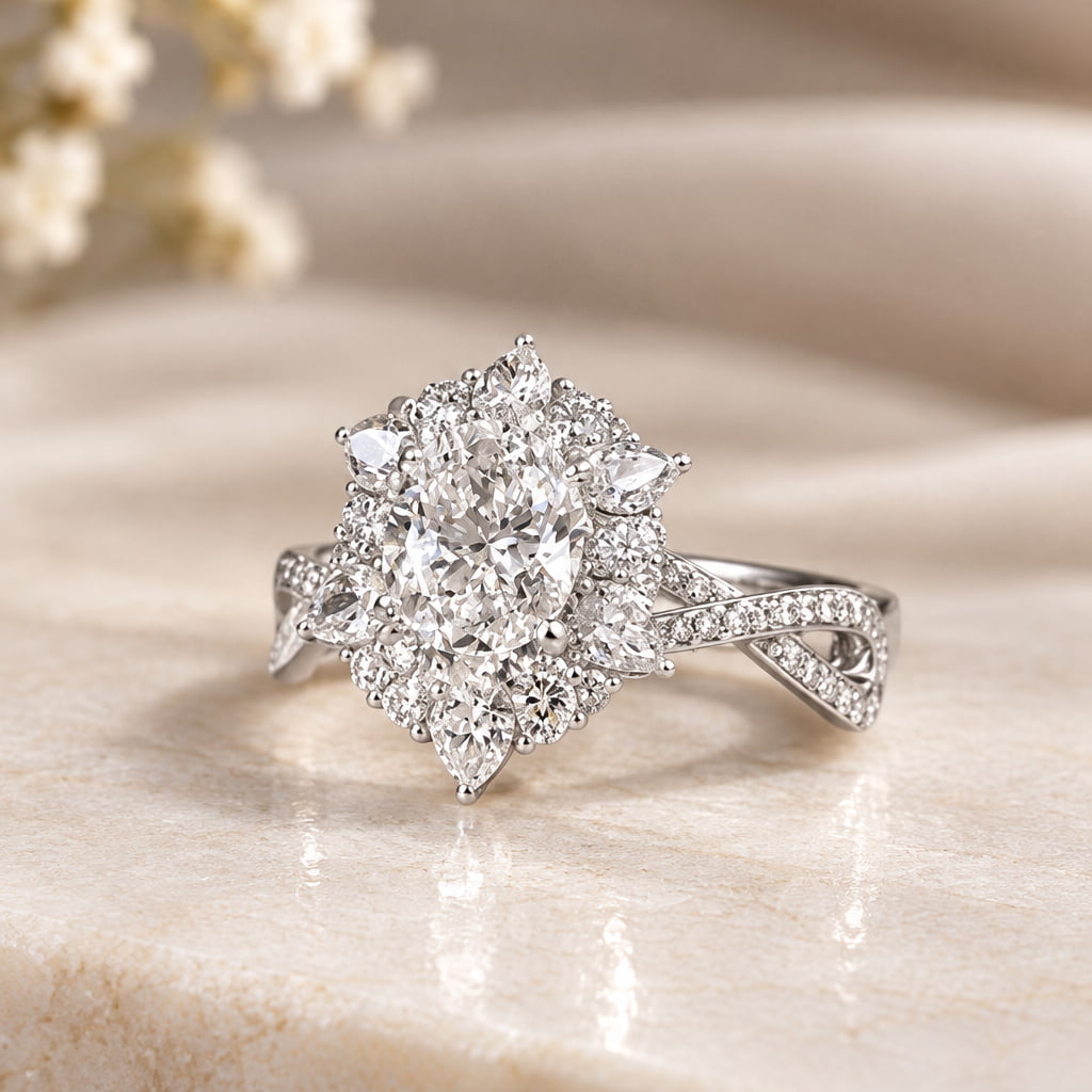 Vintage Halo Moissanite Ring