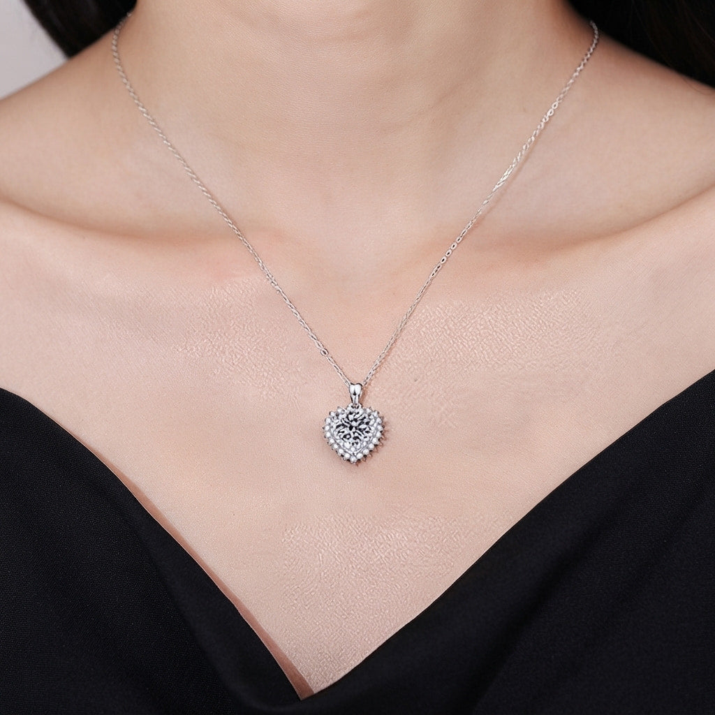 Heart Halo Moissanite Necklace