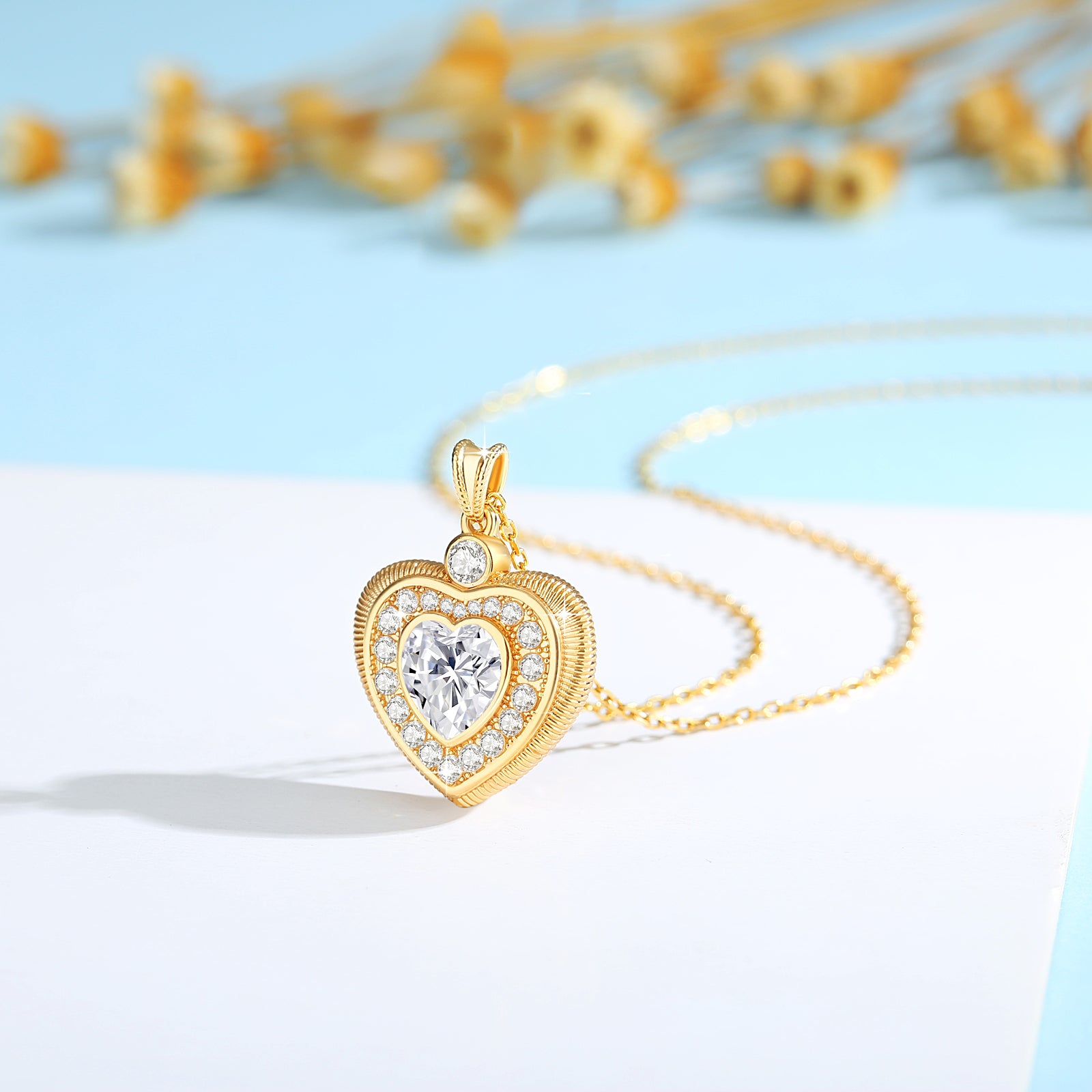 Gold Moissanite Heart Pendant
