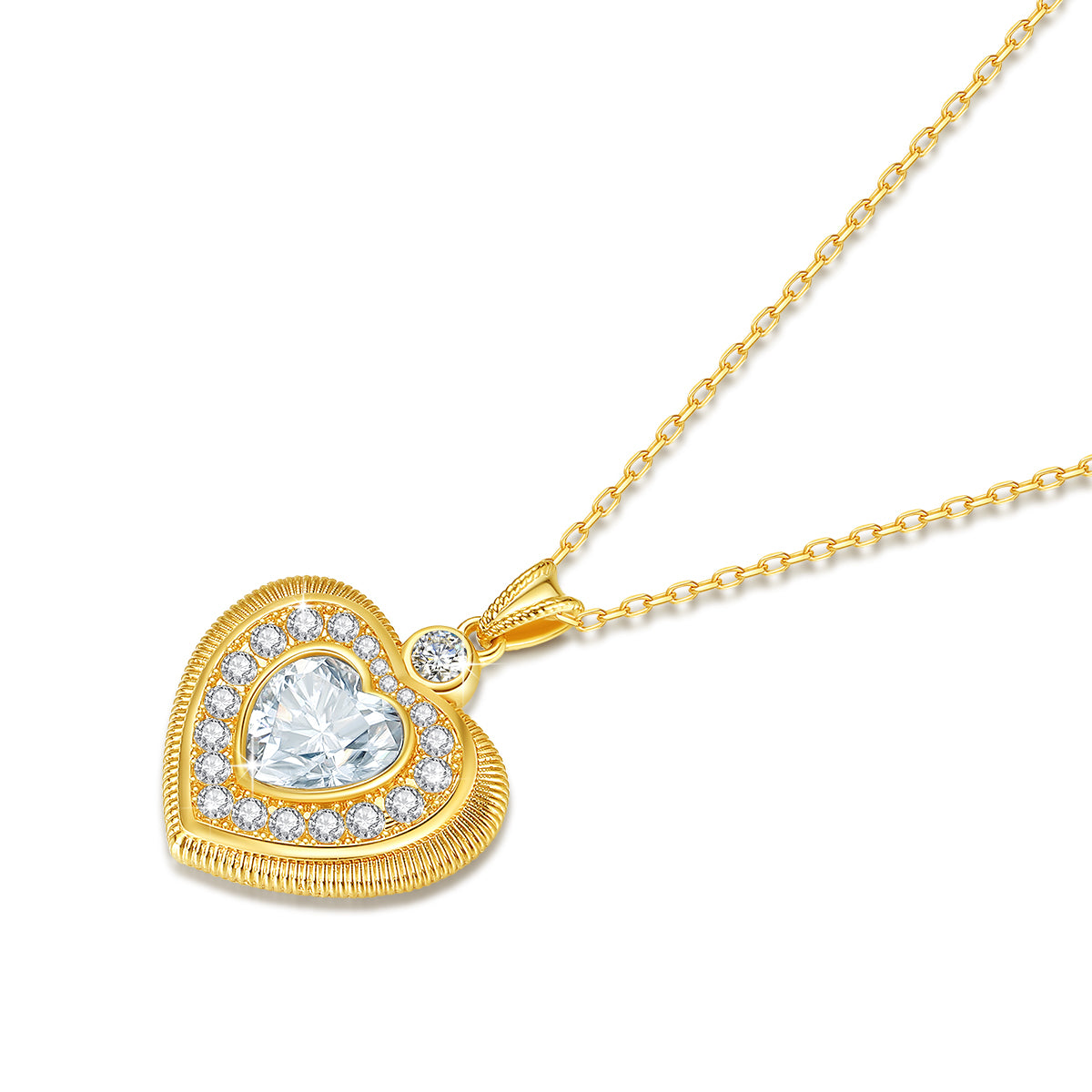 Gold Moissanite Heart Pendant