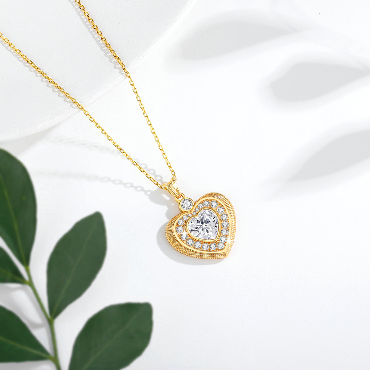 Gold Moissanite Heart Pendant