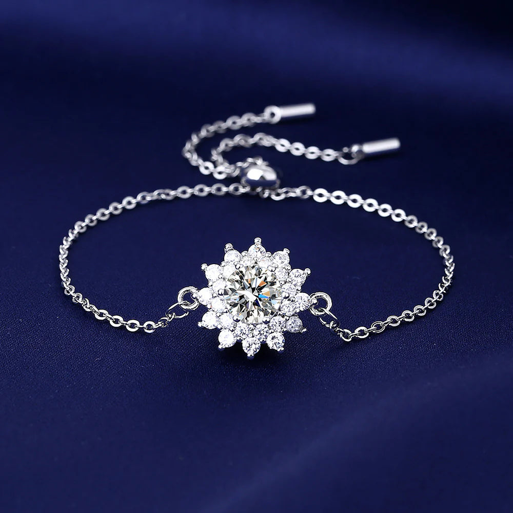 Sunflower Moissanite Chain Bracelet