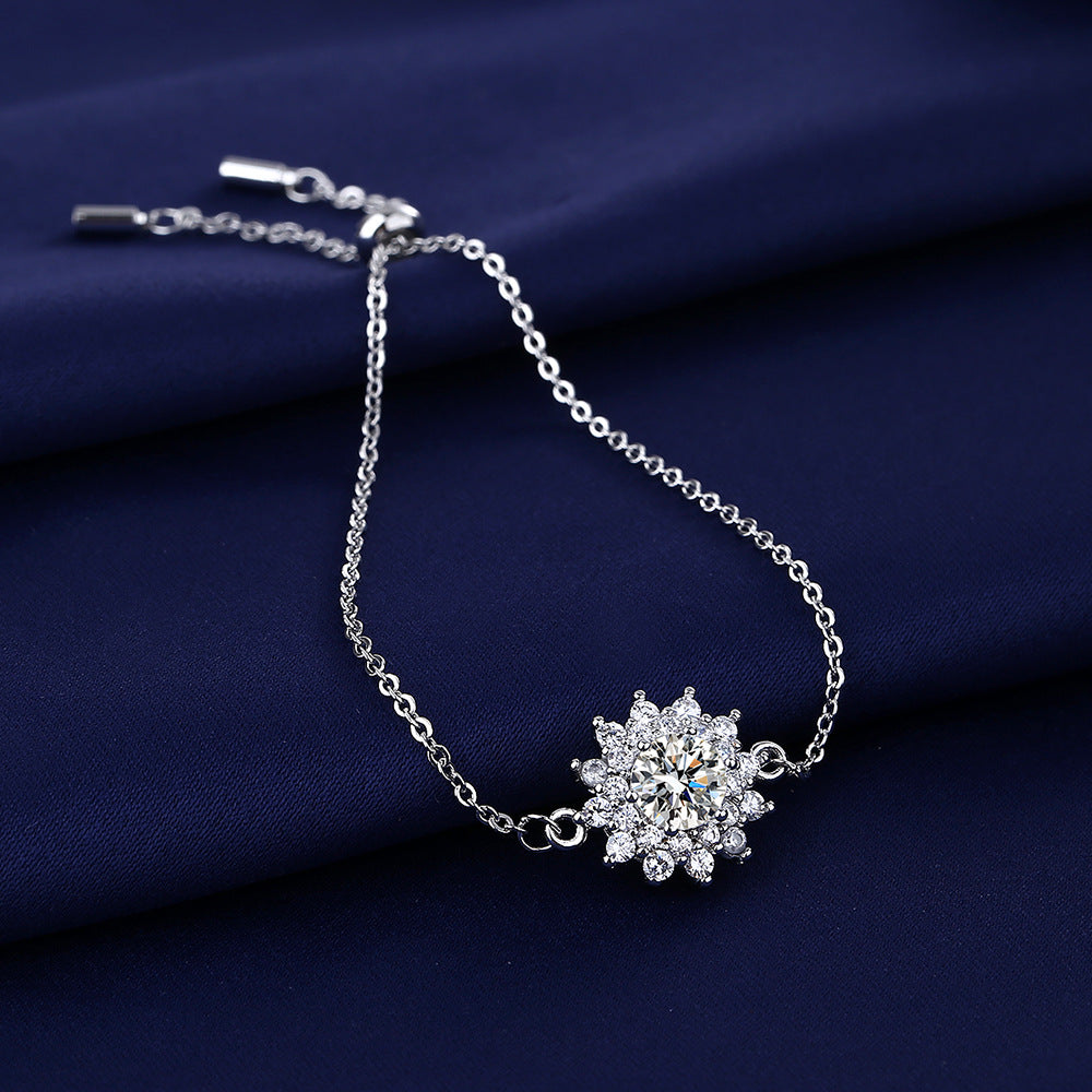 Sunflower Moissanite Chain Bracelet