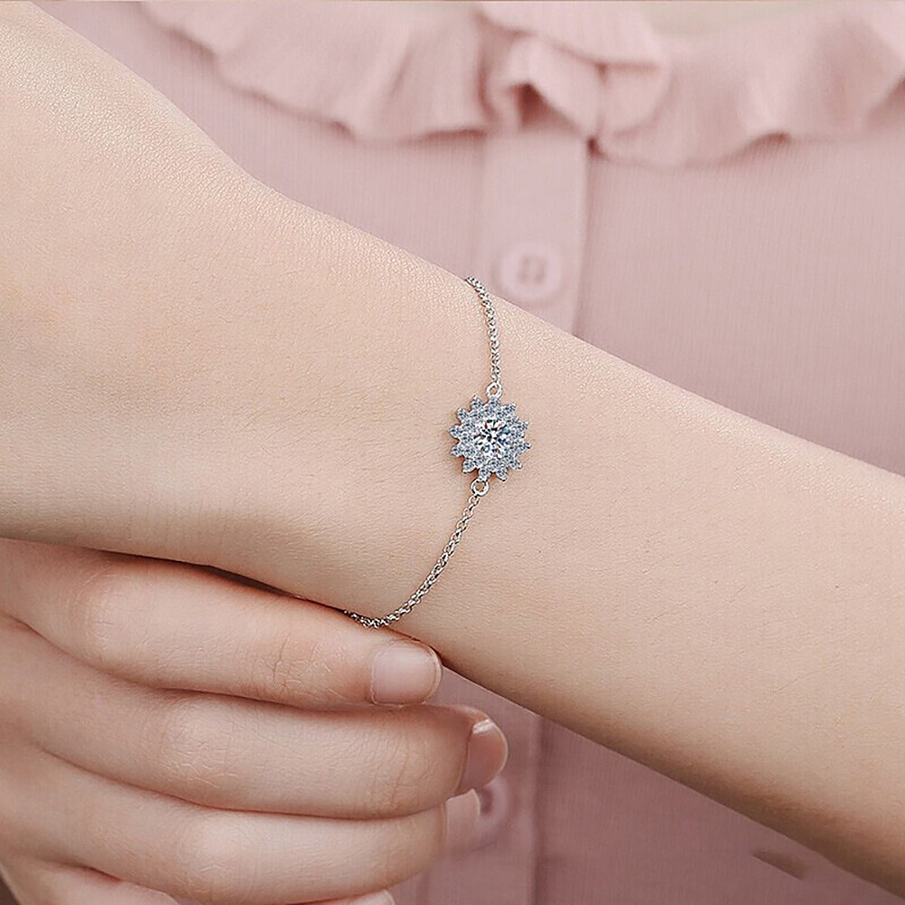 Sunflower Moissanite Chain Bracelet