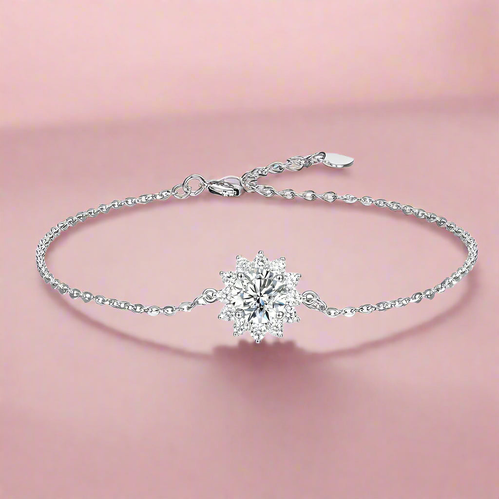 Sunflower Moissanite Chain Bracelet