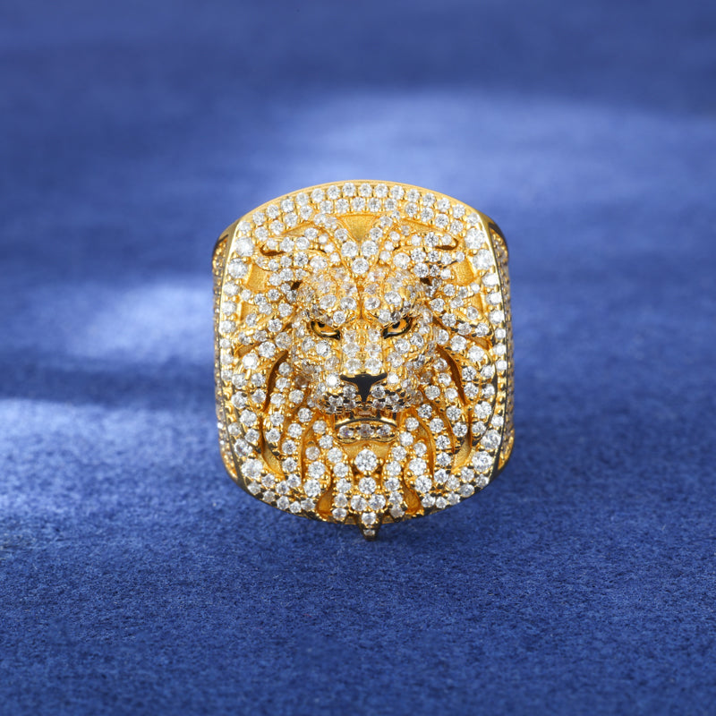 Lion Head Moissanite Unisex Ring