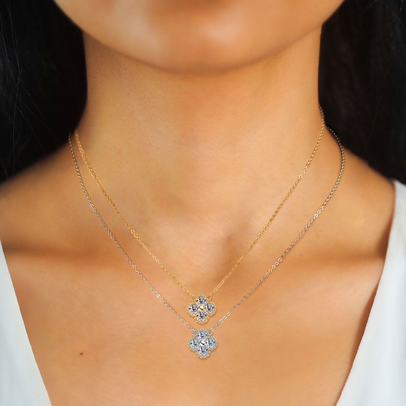 Moissanite Clover Pendant Necklace