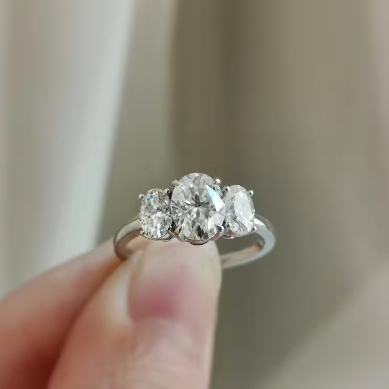 Oval Moissanite Promise Ring