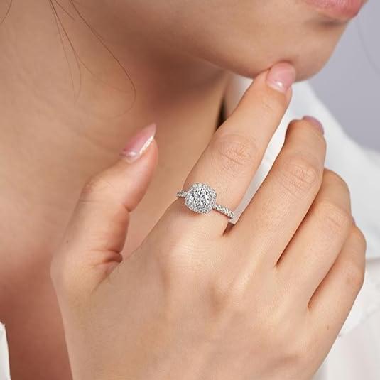 Elysia Moissanite Solitaire Halo Ring