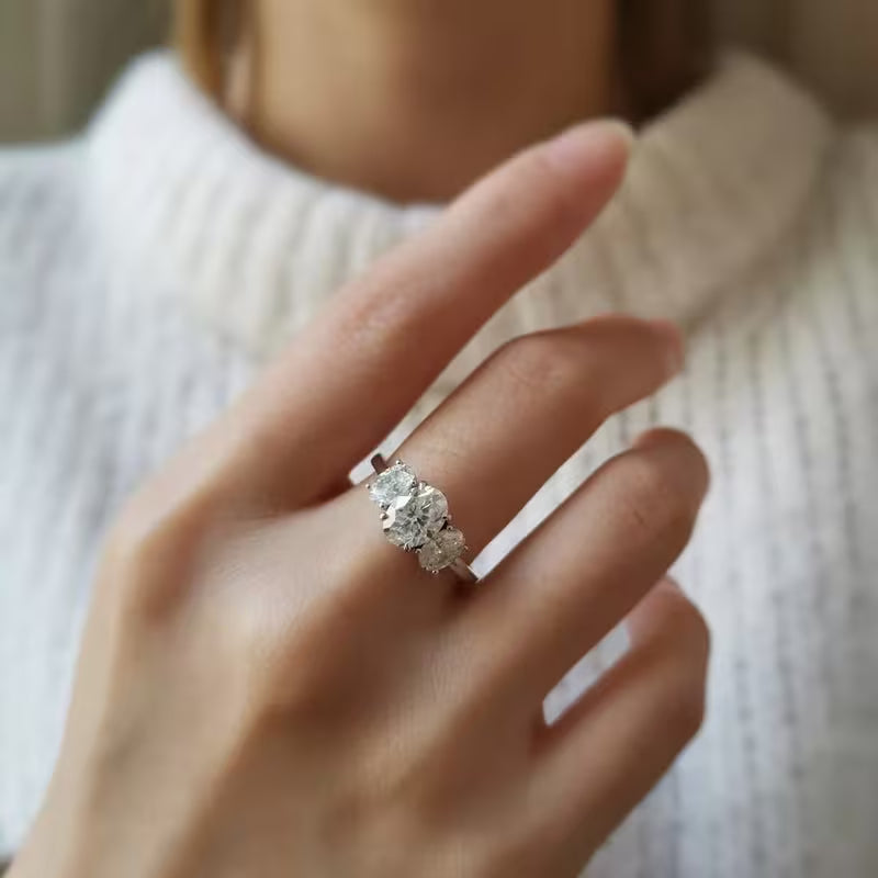 Oval Moissanite Promise Ring