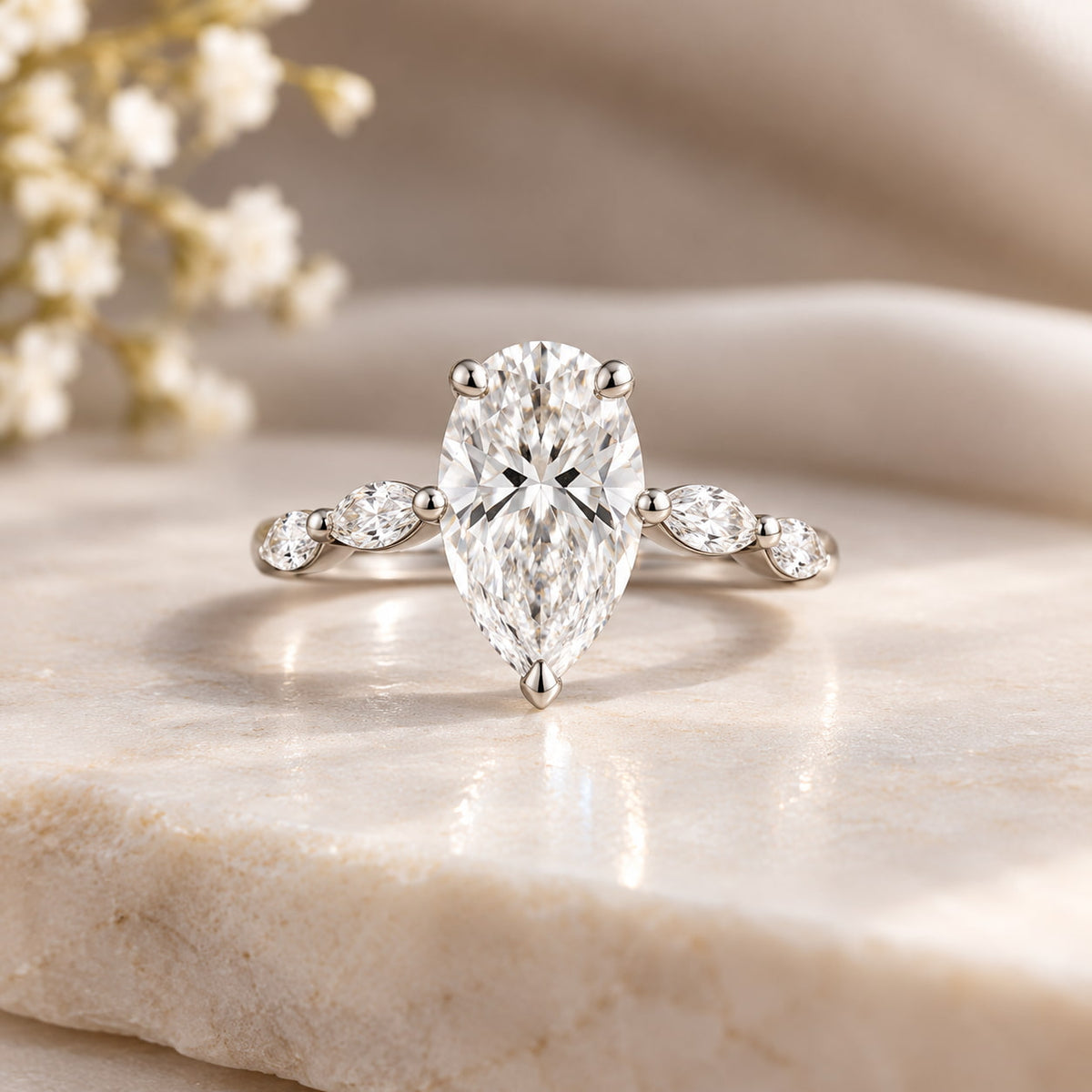 Pear Moissanite Ring
