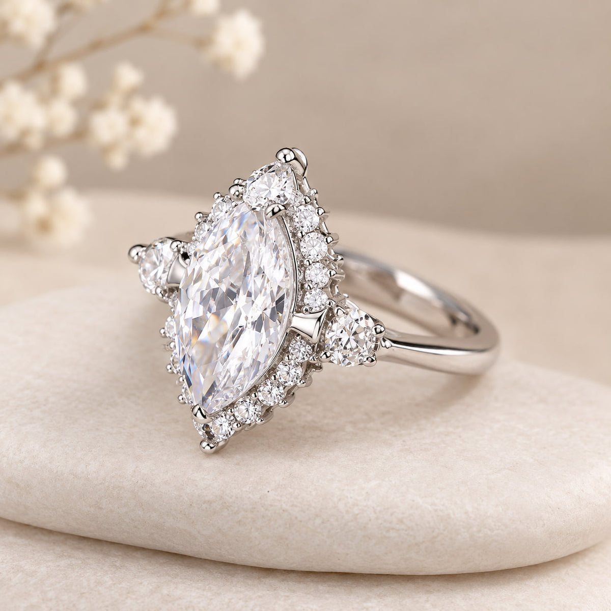 Marquise Moissanite Engagement Ring