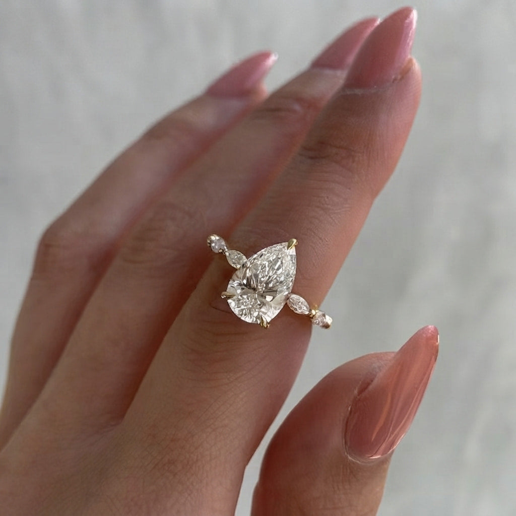 Pear Moissanite Ring